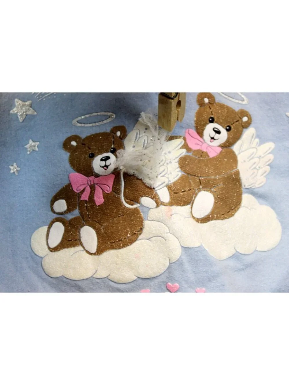 Spumoni 2pc Outfit Lg 4T Teddy Bear Angel Clouds Stars Sweatshirt Pants